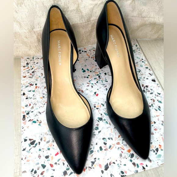 Marc Fisher Shoes - Marc Fisher D'Orsay Black Pointed Toe Block Heels
